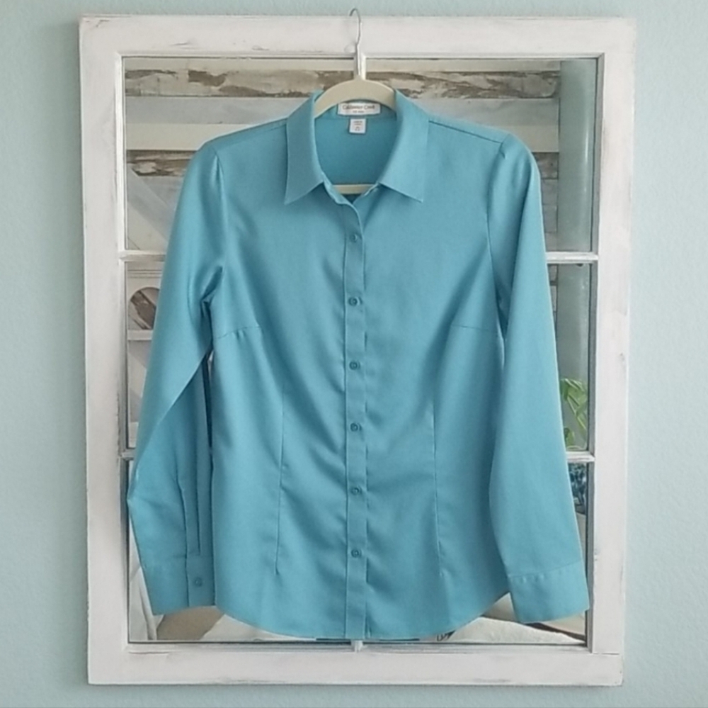 Coldwater Creek Sateen Button Up Collared Top Shirt Blouse XS 4 6